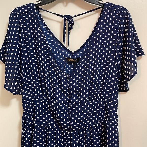 Reborn Dress Navy with White Polka Dots size Large NWT - Picture 2 of 12